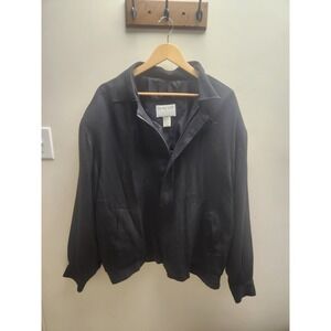 Domani Uomo Silk Wool Bomber Jacket Mens XL Black Herringbone Full Zip Coat